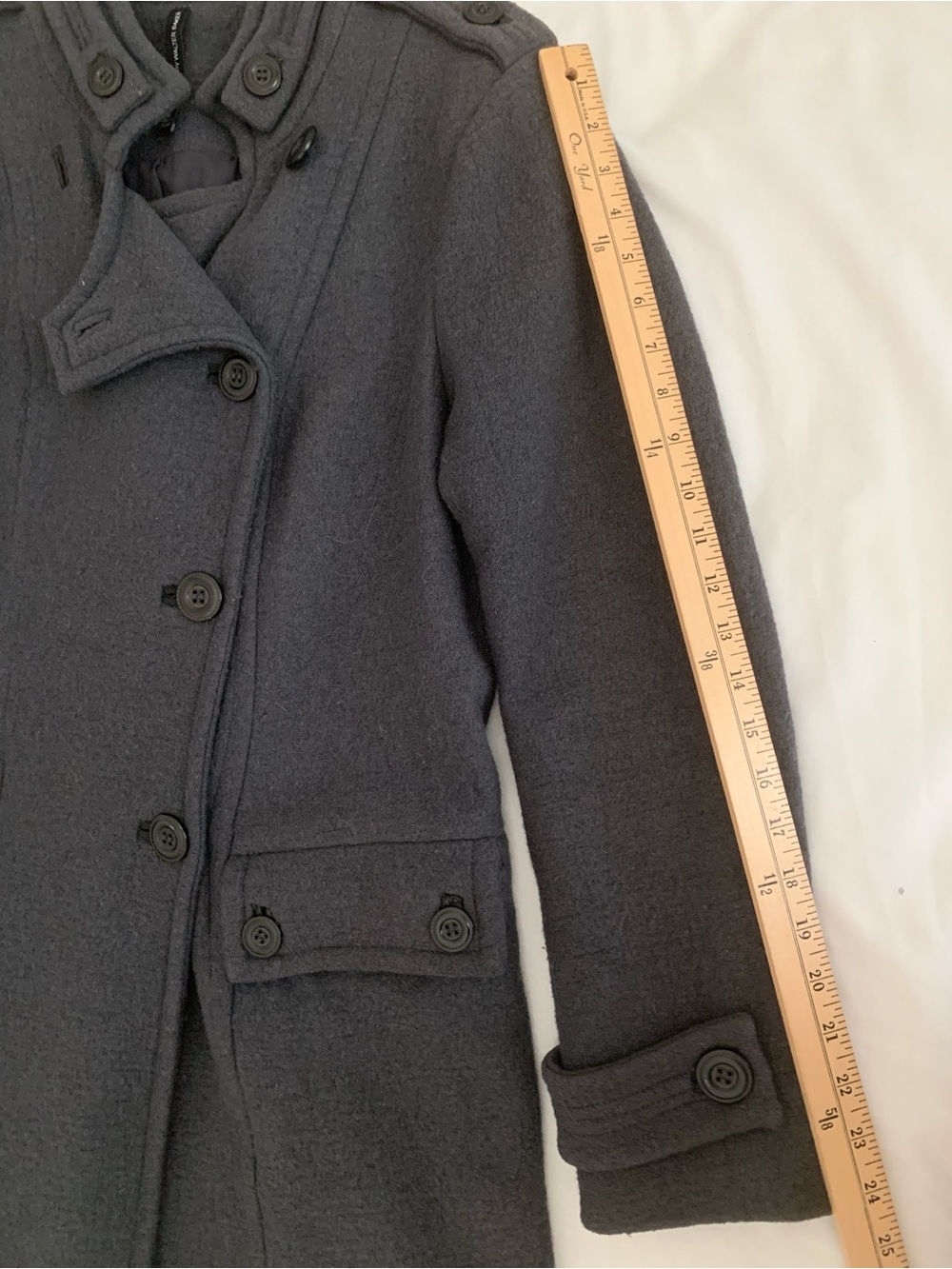 W118 by Walter Baker Wool Blend Coat Gray Asymmetrical Button Front Jacket - Picture 9 of 13